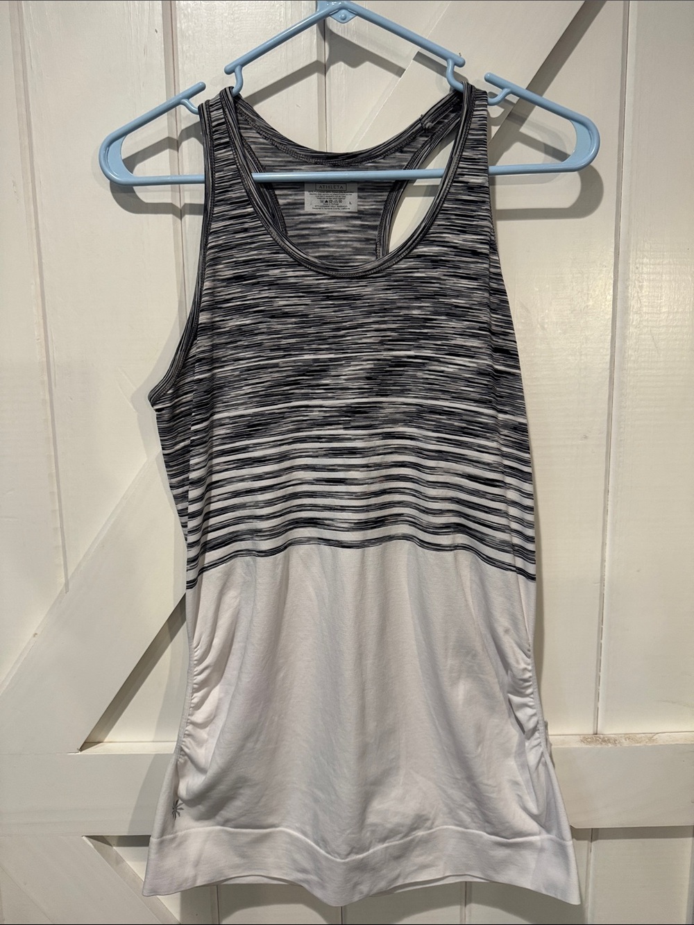 Athleta Racerback Workout Tank Top Women’s Large Gray White Ruched